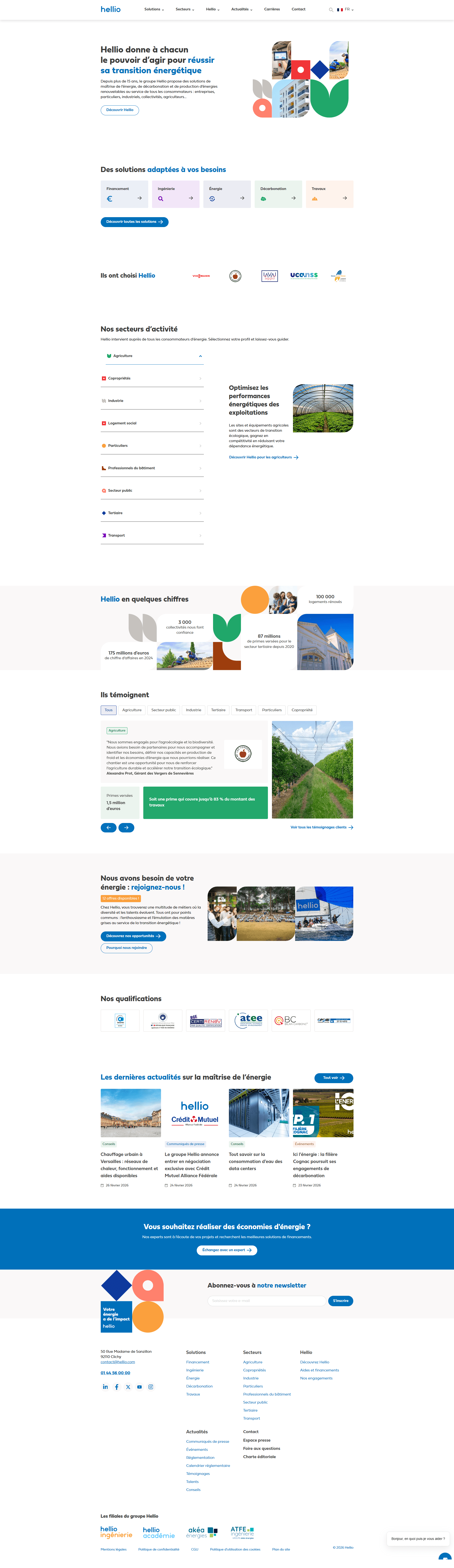 Capture d'écran du site web : page d'accueil