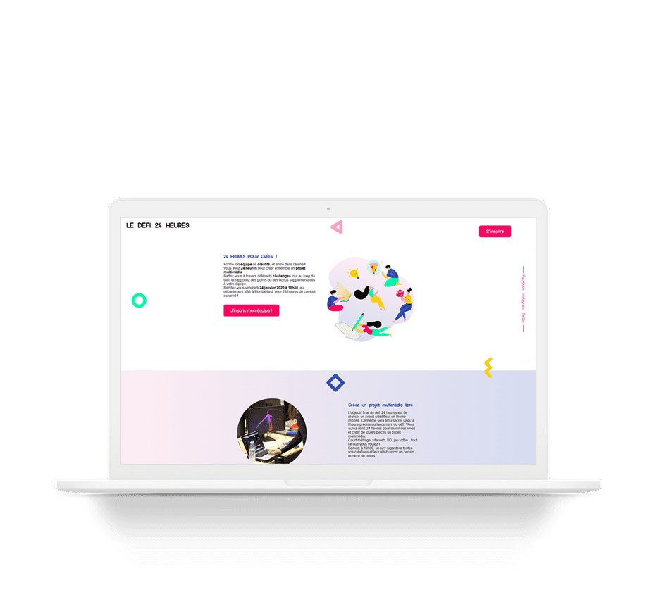 Ordinateur montant une page du projet Défi 24h