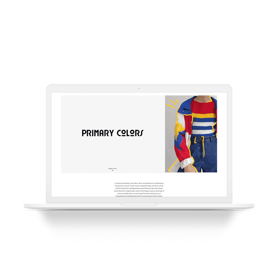 Ordinateur montant une page du projet The primary color project