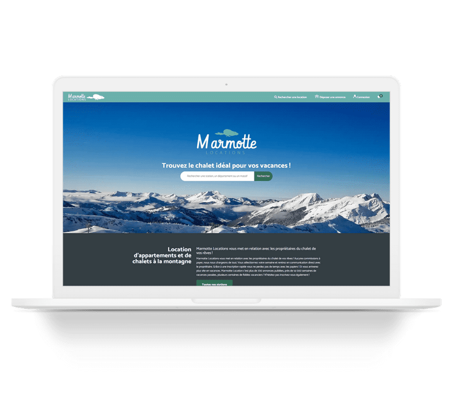 Ordinateur montant une page du projet Marmotte Locations
